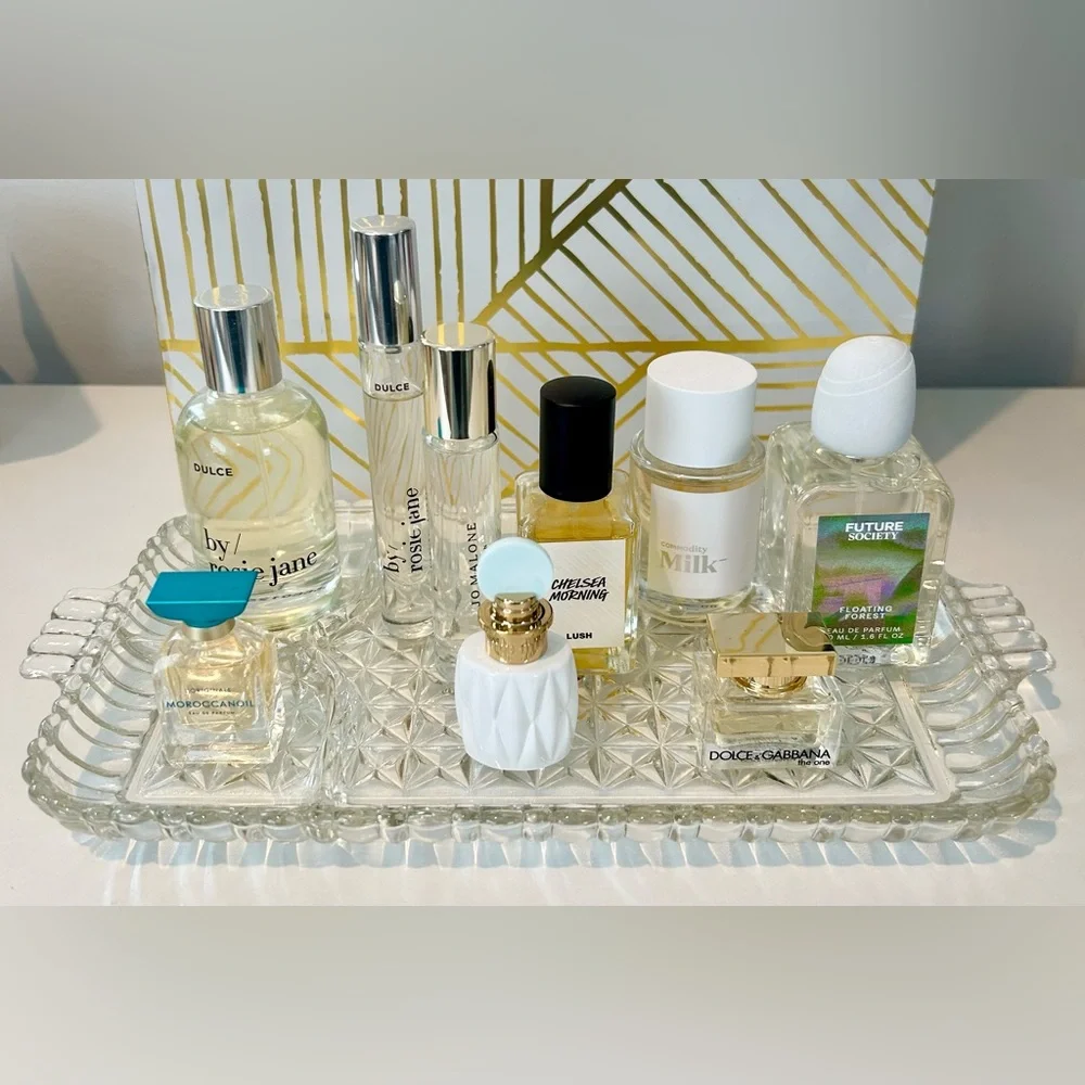 ✨Vintage Pressed Glass Vanity Tray | Perfume & Skincare Display Organizer✨ - Picture 3 of 12